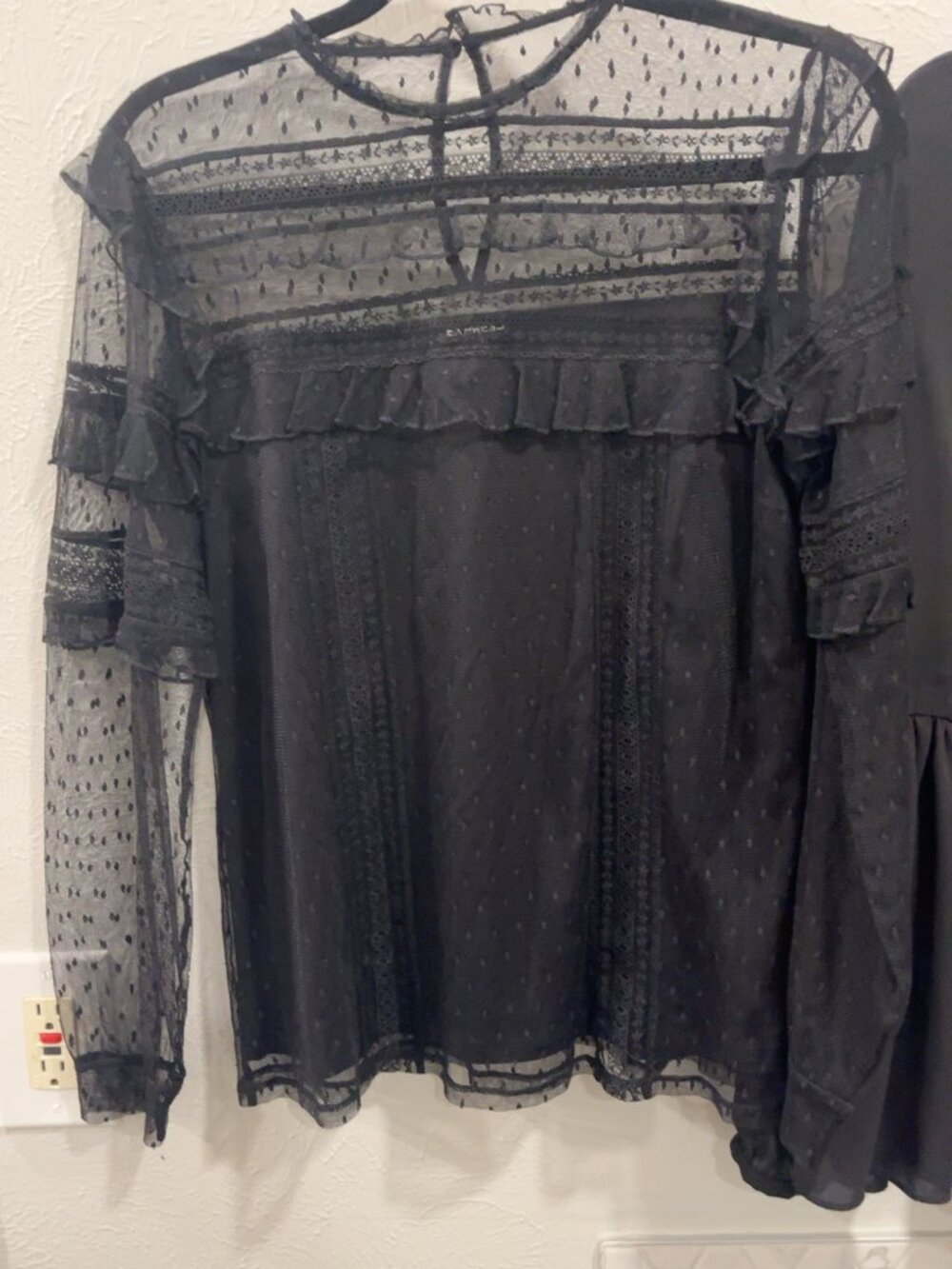 2-Piece Black Sheer Blouse Bundle | Express + Banana Republic | Size M